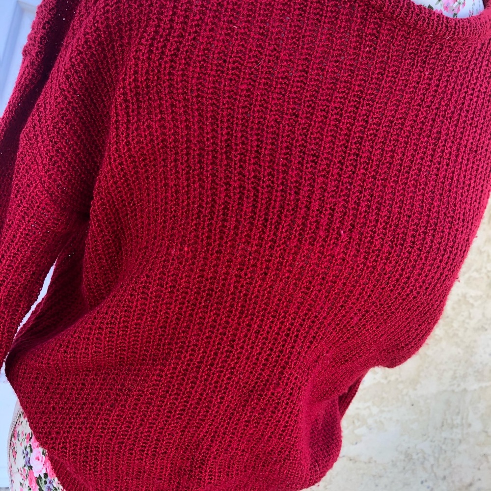 Red knitted sweater